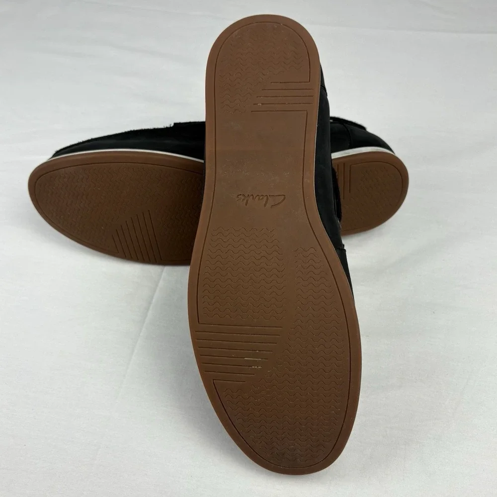 Clarks Nubuck Leather Driving Loafers Boat Shoes 11.5M Matte Black EUC